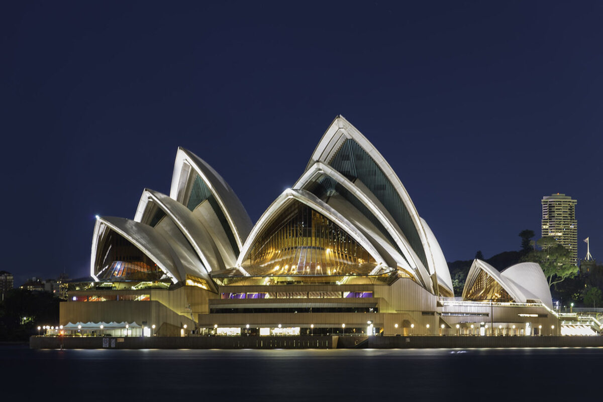 Sydney Opera House illuminated at night, Australia