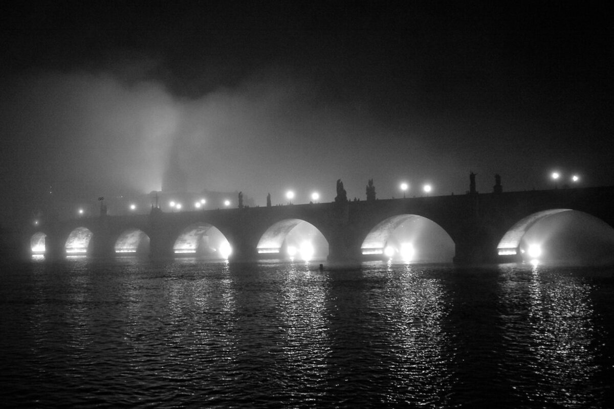 Prague Czech skyline night