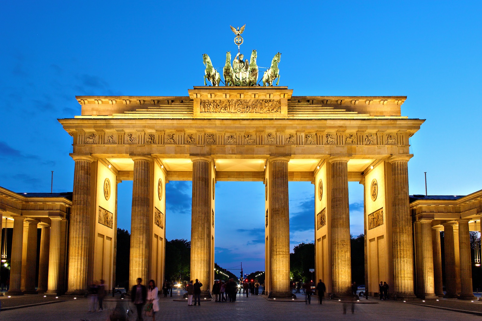 Brandenburg Gate in Berlin, illuminated at night