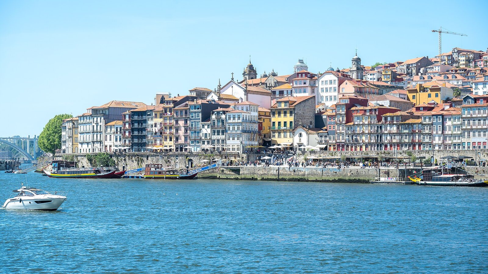 Colourful houses of the Ribeira district in Porto beside the Douro river