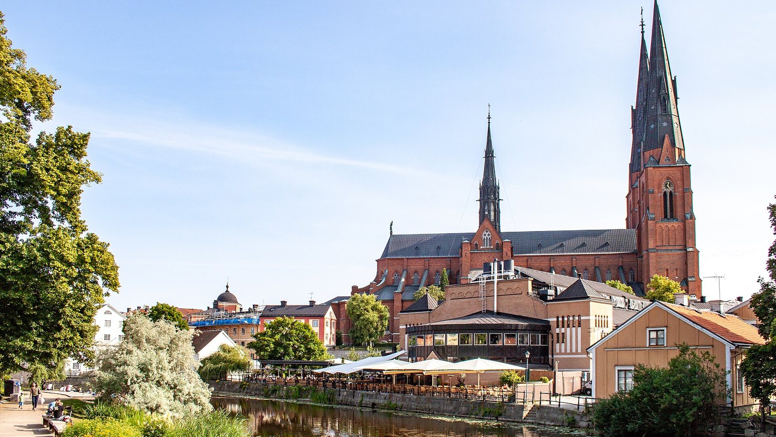 Uppsala Cathedral and the River Fyris in Uppsala, Sweden