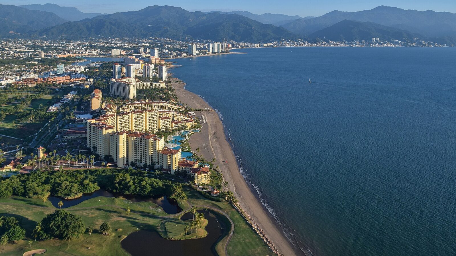 Aerial view of Puerto Vallarta after departure from the airport