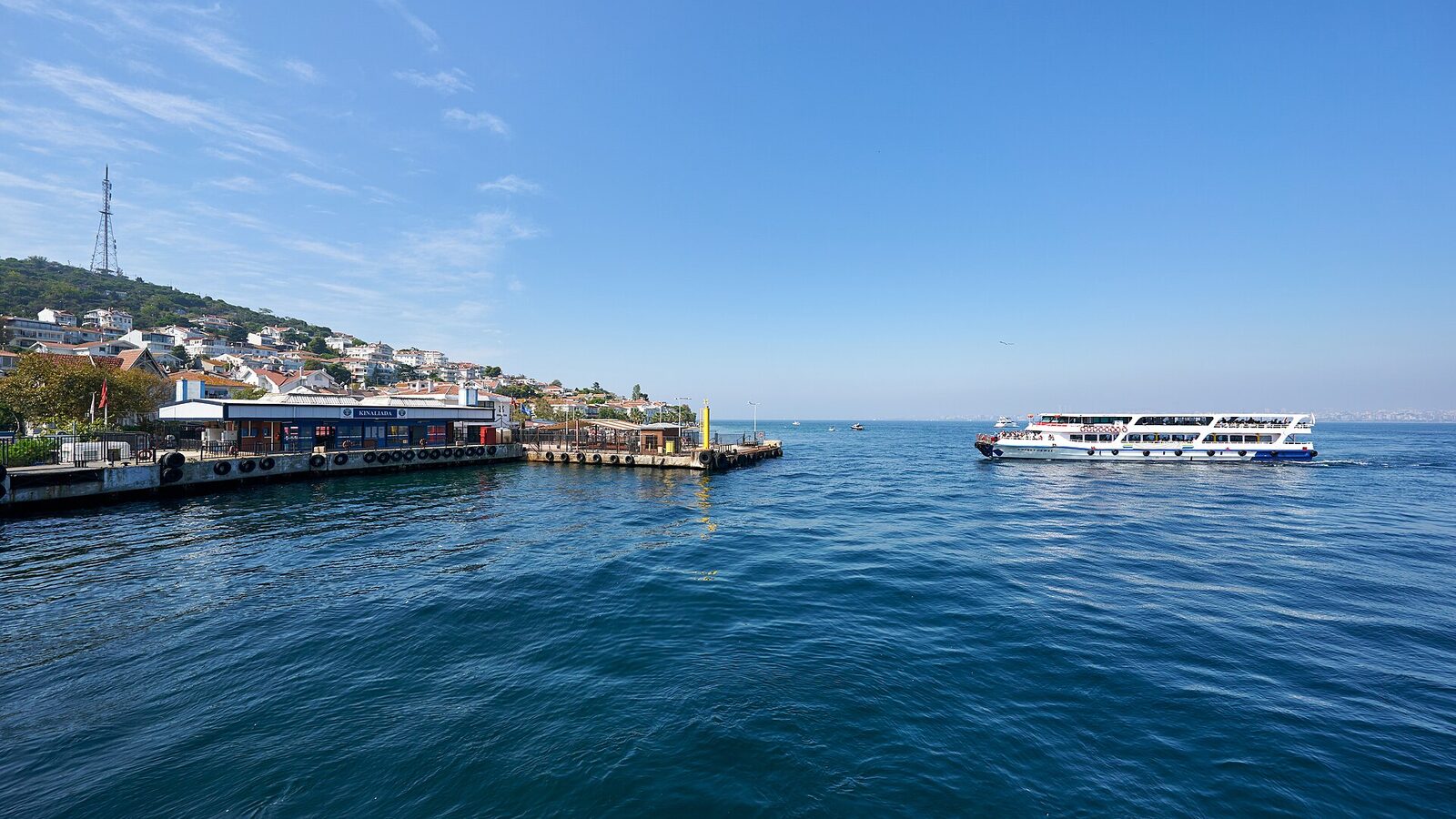 Ferry in the harbour of Kınalıada (Princes' Islands) in Istanbul, Turkey