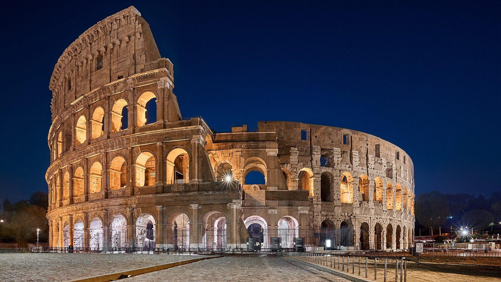 Colosseum in Rome, Italy at late blue hour