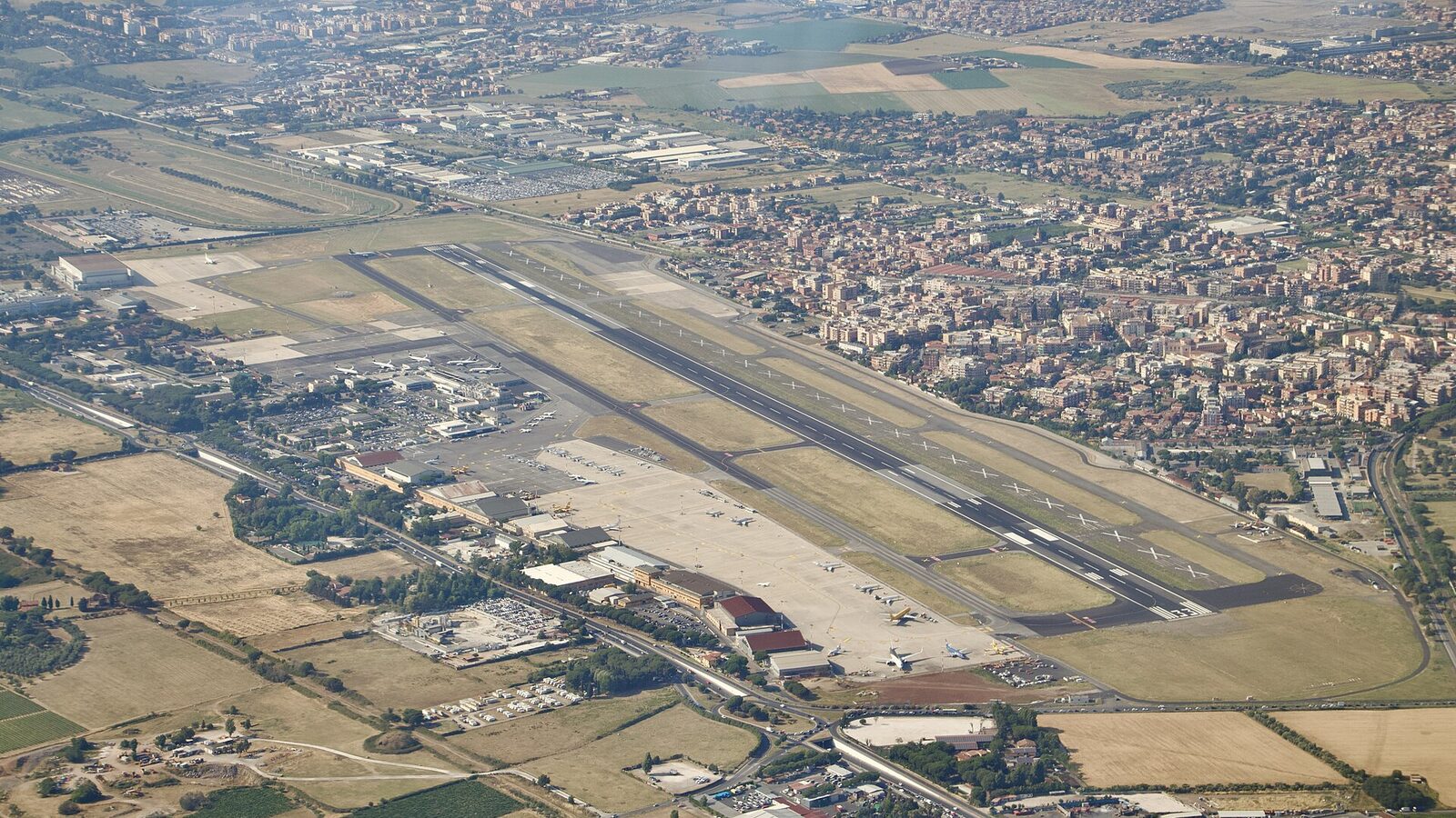 Aerial view of Rome–Ciampino International Airport (CIA), Italy