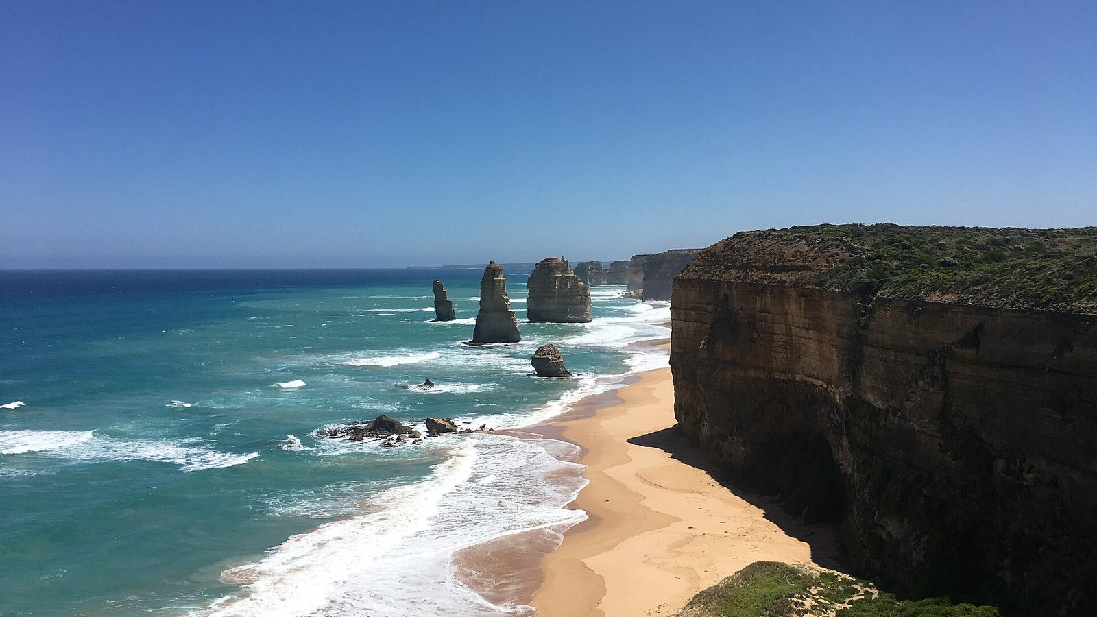 The Twelve Apostles limestone stacks along the Great Ocean Road in Victoria, Australia