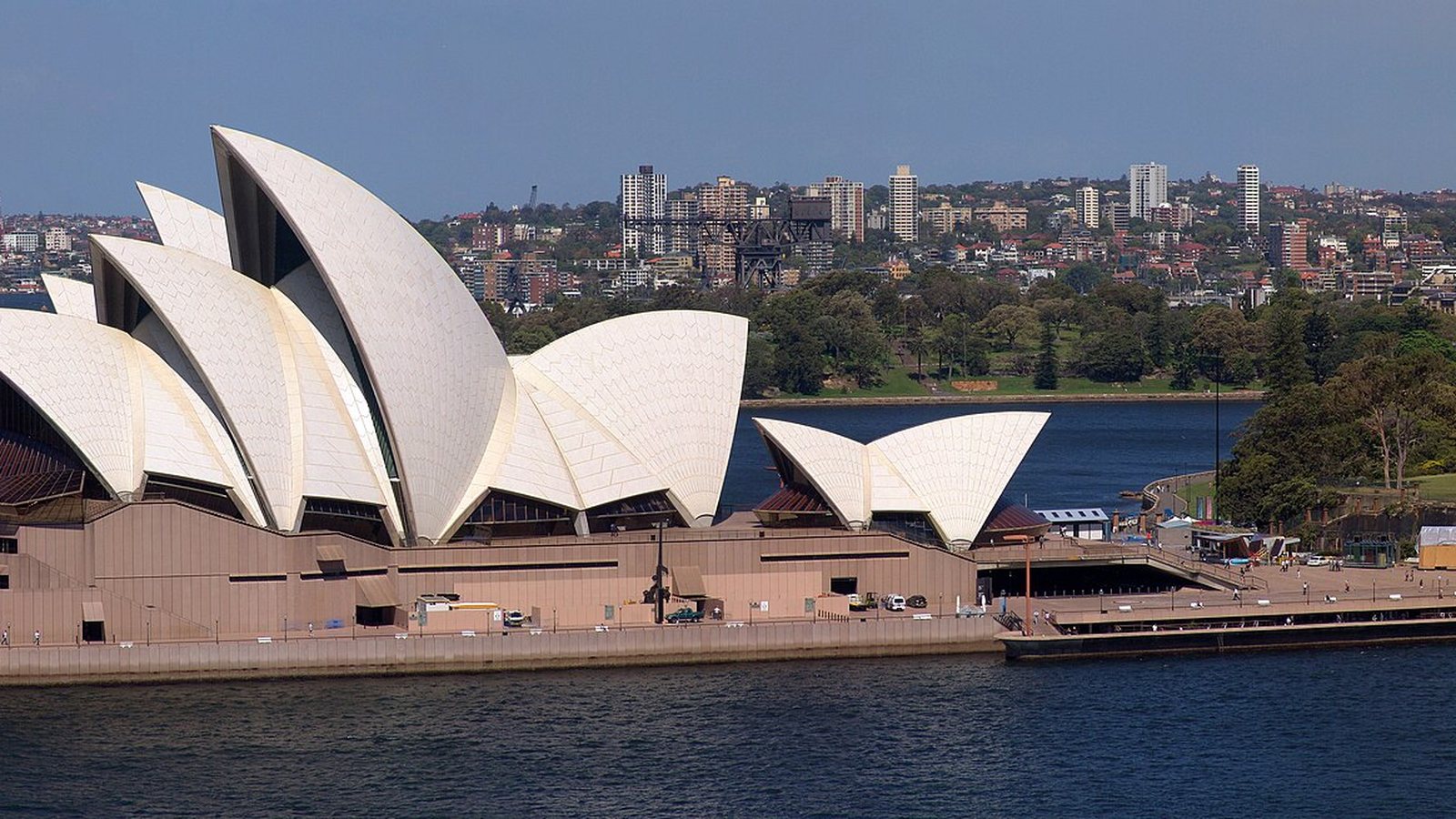 The Sydney Opera House on Sydney Harbour seen from the Harbour Bridge