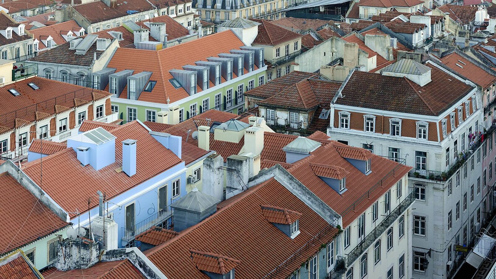 The roofs of Lisbon, Portugal. View from the top of Santa Justa elevator