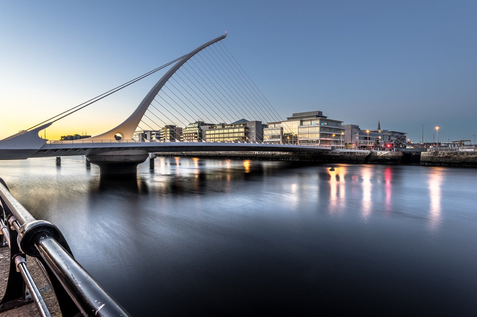 Samuel Beckett Bridge over the Liffey at dusk, Dublin