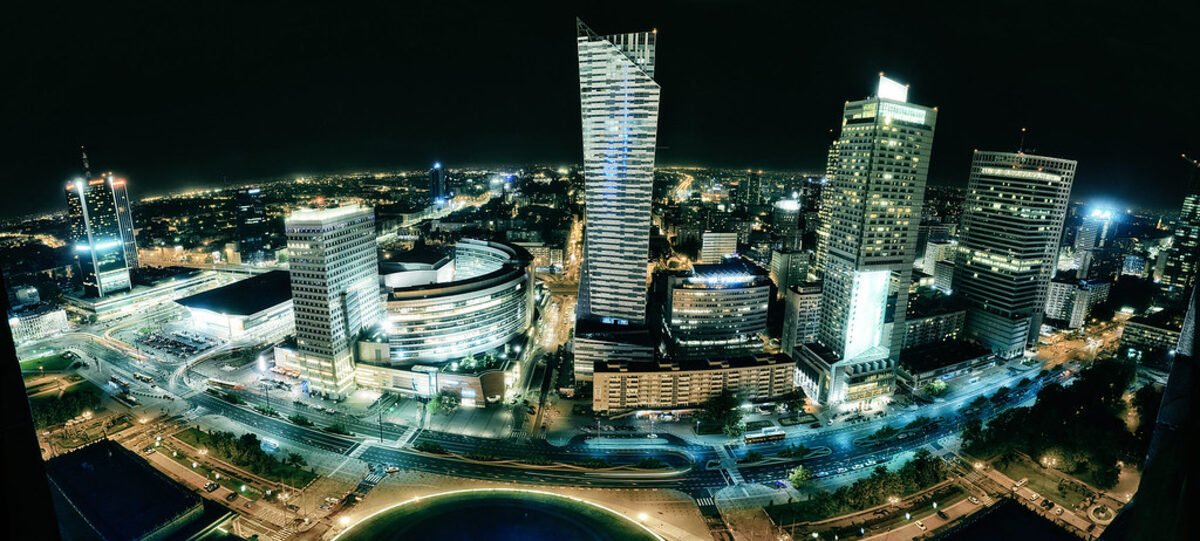 Warsaw Poland skyline night